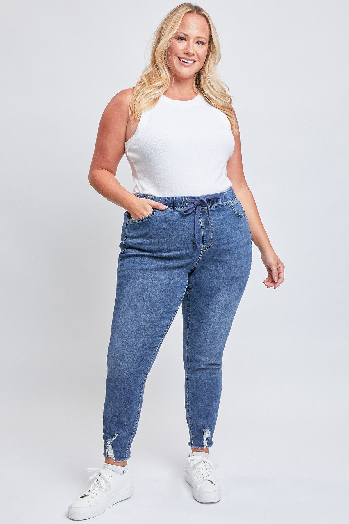 Curvy High Rise Denim Ankle Jogger